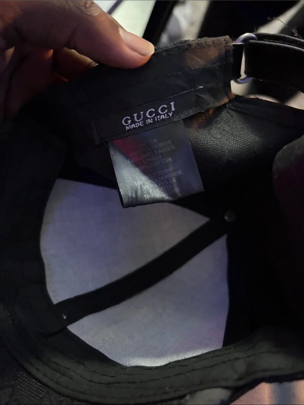 Gucci Black Signature Canvas Cap with Green-Red Web Stripe